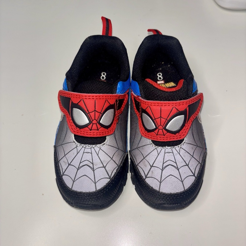 Marvel Spider-Man Light-Up Sneakers Toddler Size 8 Hook & Loop